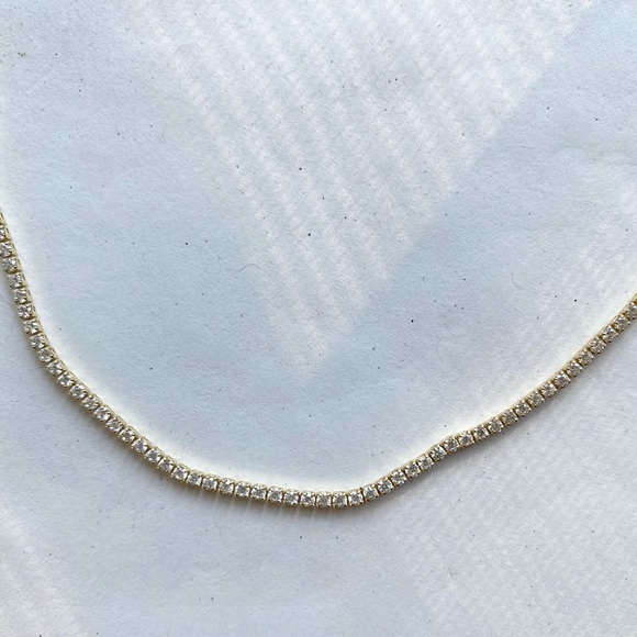 The Sis Kiss Princess Tennis Necklace in Gold & Clear Rhinestones - Picture 4 of 5